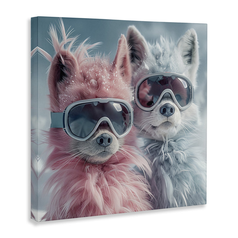 Art mural sur toile, "Foxes in Winter Goggles" par Lazar Studio, H 30 po x l 30 po