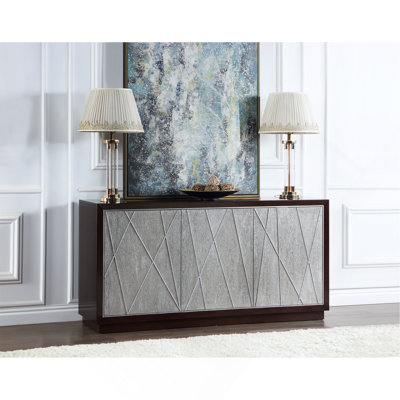 Console innovante en métal et noyer avec un design élégant