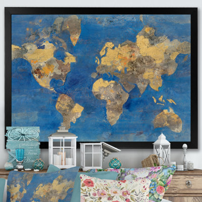 « golden glam world map », reproduction d’image sur toile