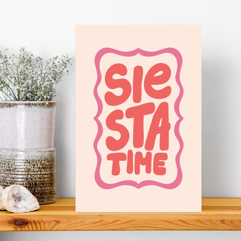 Pink Siesta Time Bold Playful Retro Summer Architecture Wall Art Print 1 Piece Wrapped Canvas Wall Art, 45.72cm H x 30.48cm W