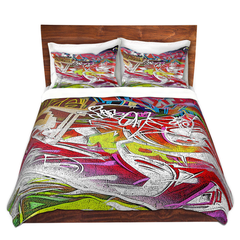Ensemble de housse de couette graffiti, 1 housse simple + 1 taie standard