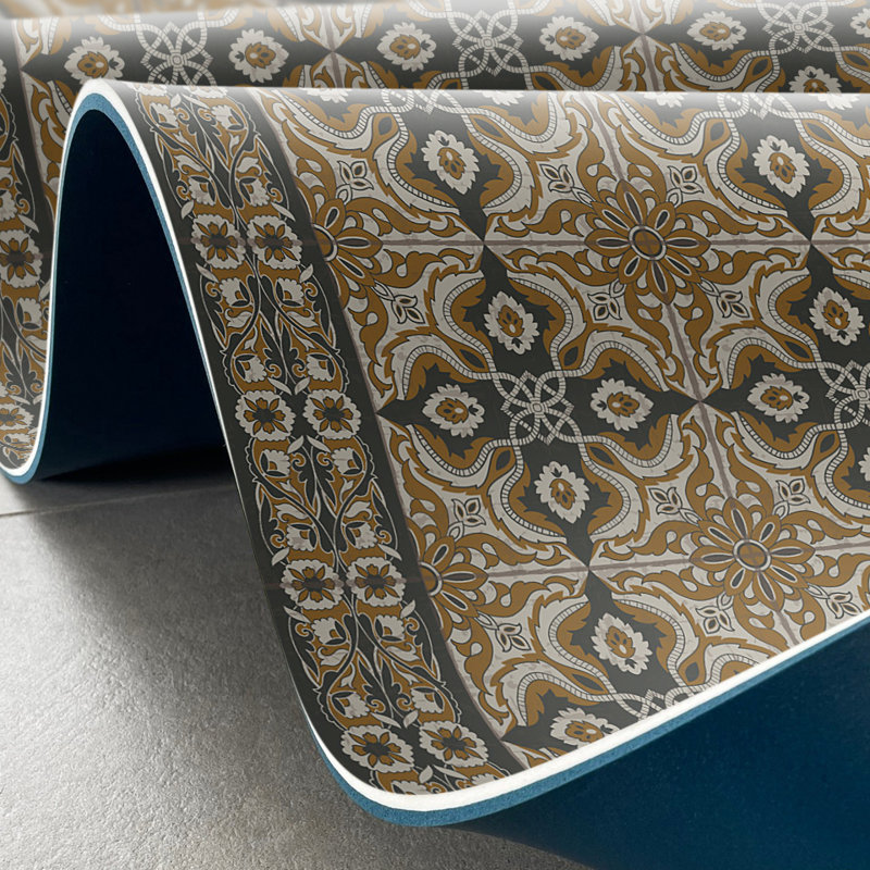 Turquesa Mustard Cushioned Kitchen Mat, Rectangle  3' x 9'