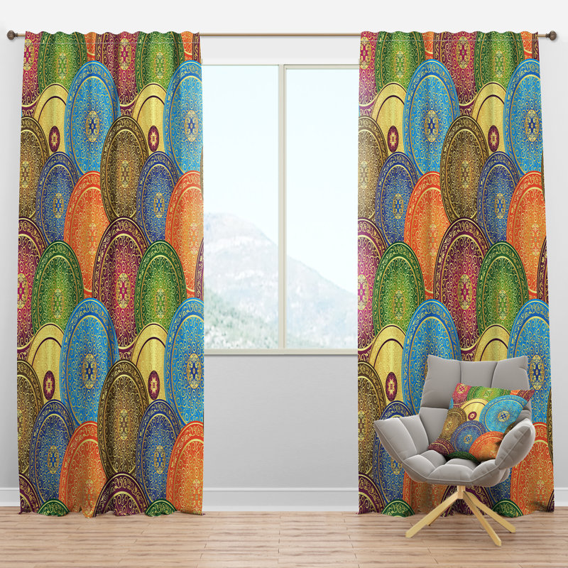 Panneau de rideau simple semi-diaphane avec passe-tringle Mid-Century, l 52 po x L 95 po
