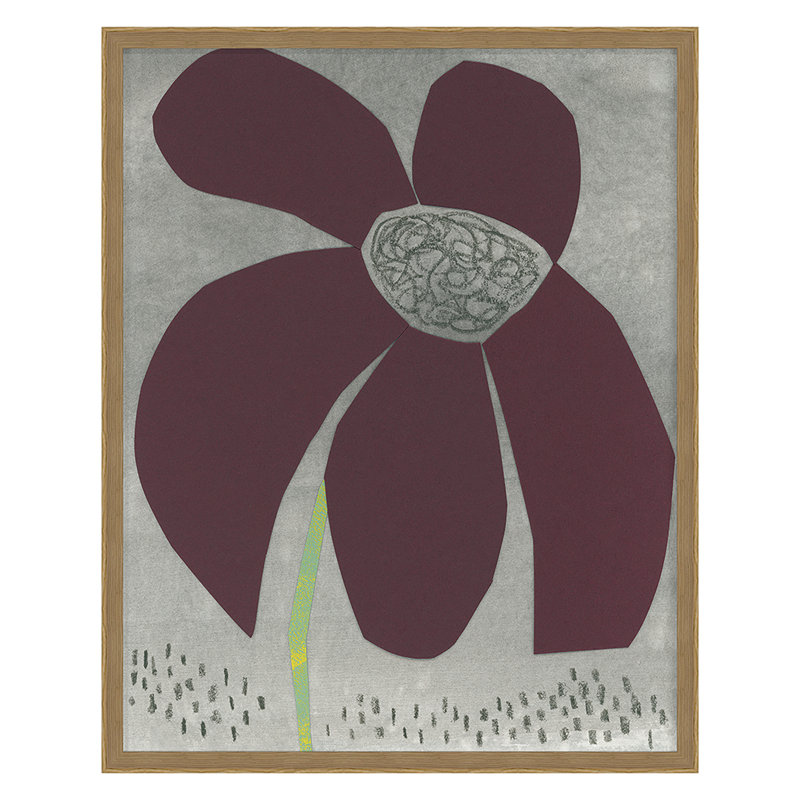 «Flower Collage 10» par Renee Stramel - impression d'un seul cadre, H 30 po x l 24 po x P 2,38 po, Cadre en chêne