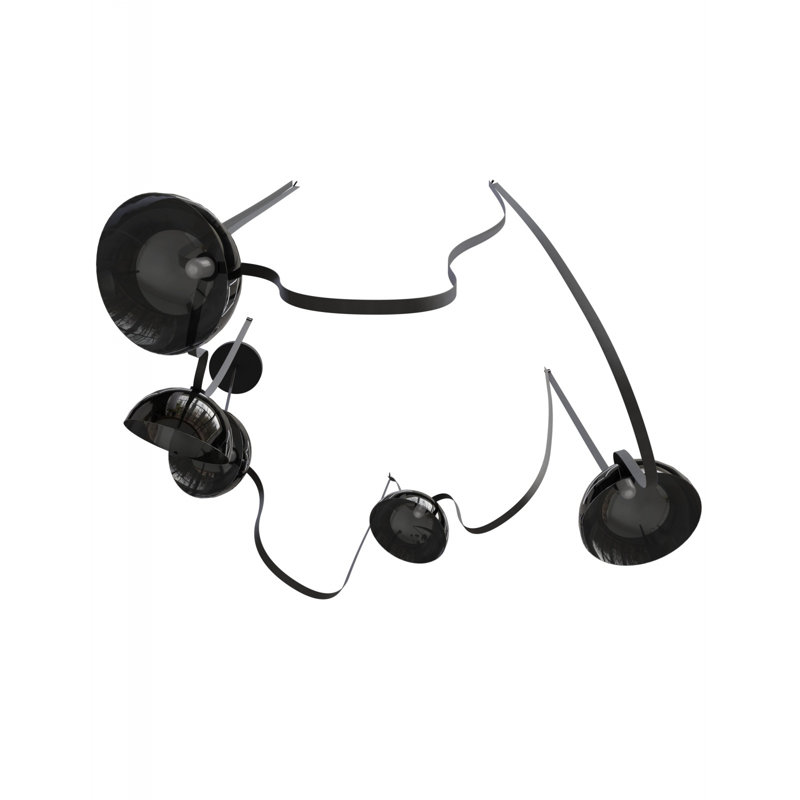 Luminaire suspendu 5 lumières l 551 po Fremont ceinture en noir / bols en verre fumé
