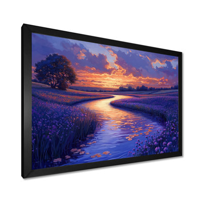 Riverbend At Dusk Countryside Landscape I - Lake Wall Art