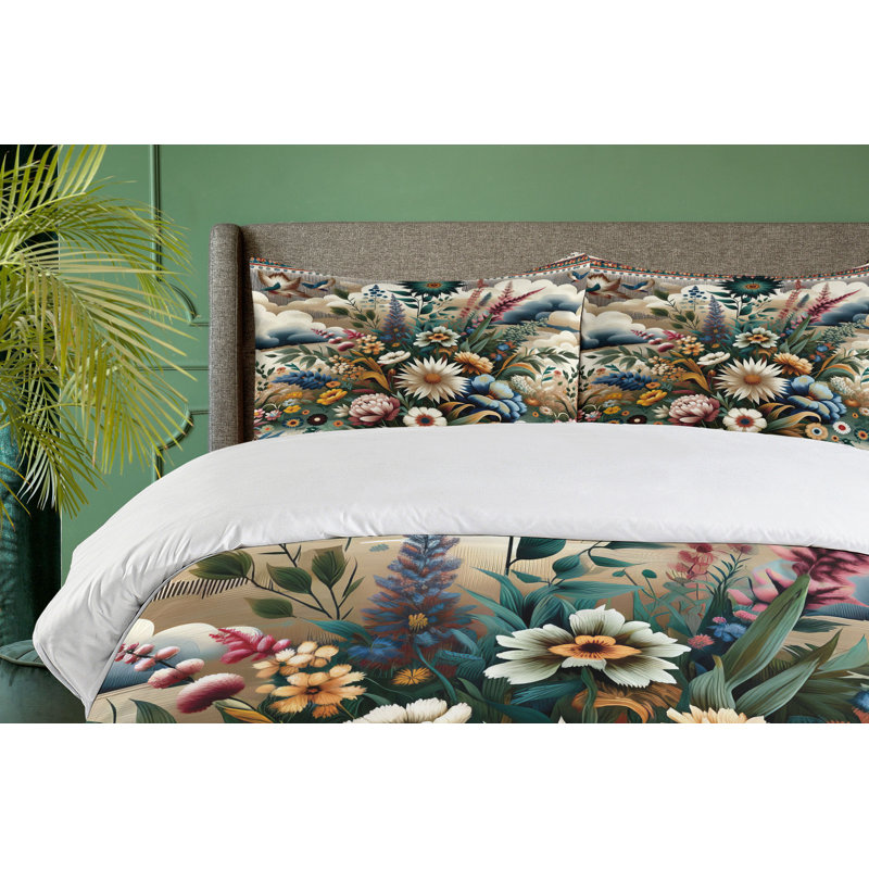 Floral Eucalyptus Duvet Cover, King Duvet Cover + 2 Standard Shams