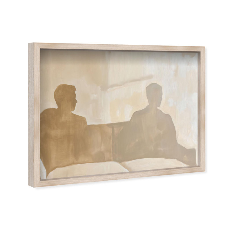 Oliver Gal Shadow of Two Man Minimal Portrait - Luxury Shadowbox Framed Wall Art, 38'' H x 47'' W, Cream