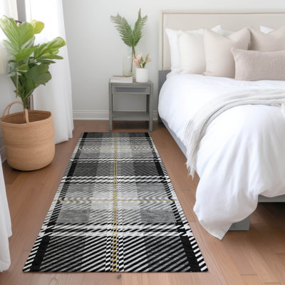 Premium Machine Washable Prisco Black Rug