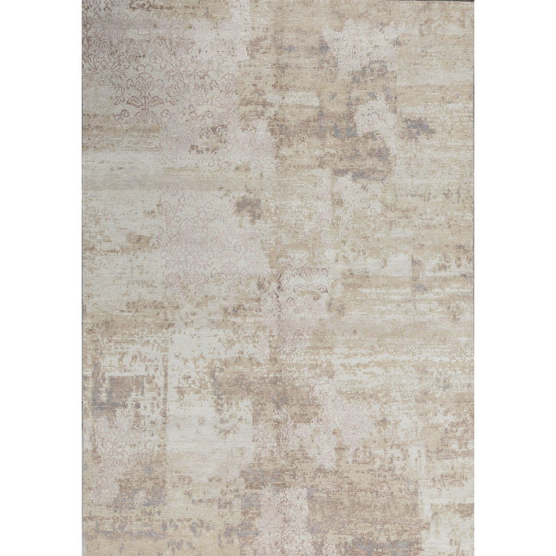 Tapis beige noué à la main de haute qualité