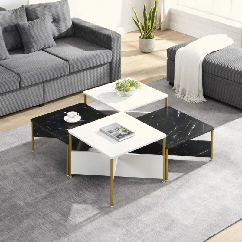 Ensemble de 4 tables basses Modern Modern, Noir / blanc