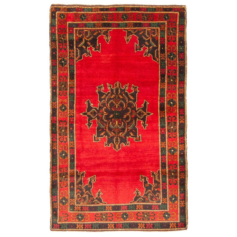 Tapis rouge Teimani 3 pi 8 po x 6 pi 4 po