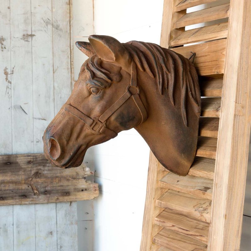 Rustic Brown Stone Horse Head Wall Mount Decor