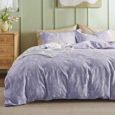 Ensemble de housse de couette réversible pour lit simple - ensemble de housse de couette réversible avec fermeture à glissière, ensemble de literie à motif floral 3 pièces