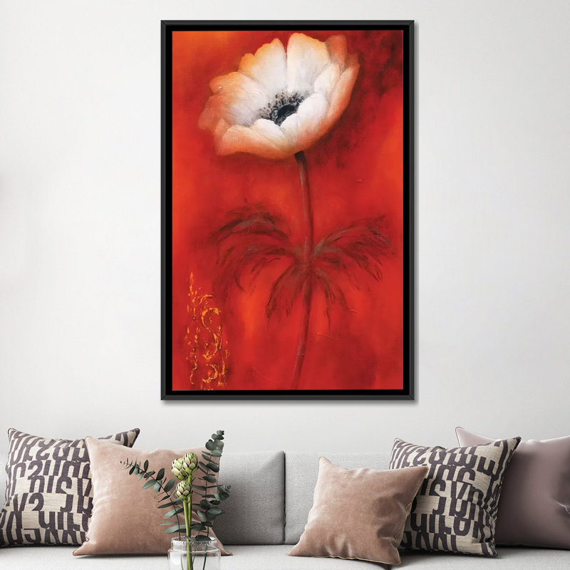 «Anemone I», reproduction sur toile, H 26 po x l 18 po x P 1,5 po, Toile encadrée noire, Pas de tapis