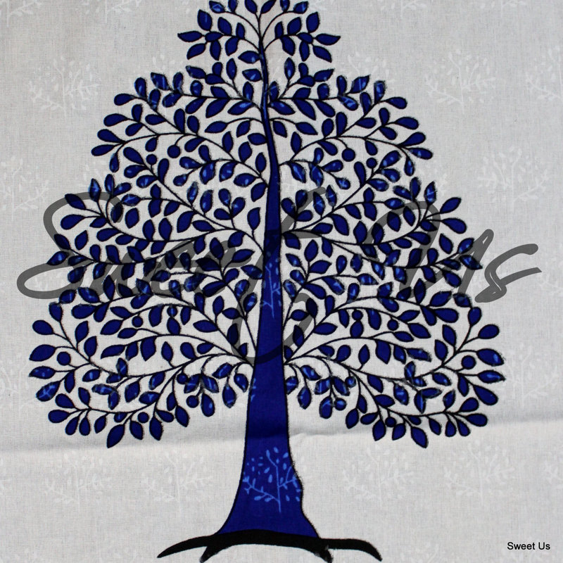Floral 100% Cotton Tablecloth, Blue White