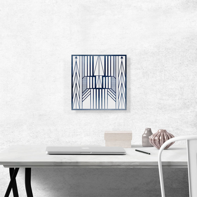 Art déco, lignes bleues sur fond blanc, impression sur toile tendue, H 12 po x l 12 po x P 1,5 po