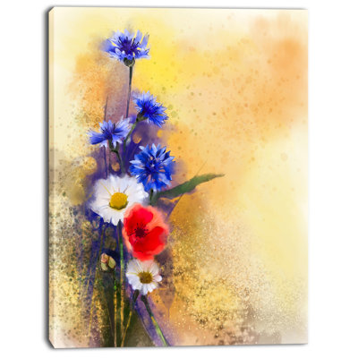 « bouquet of bleuet et marguerite », reproduction d’art sur toile tendue