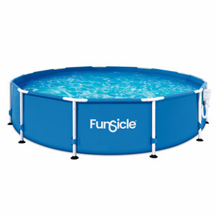 Funsicle 8ft x 30in Outdoor Activity Round Above Ground Swimming Pool with Pump