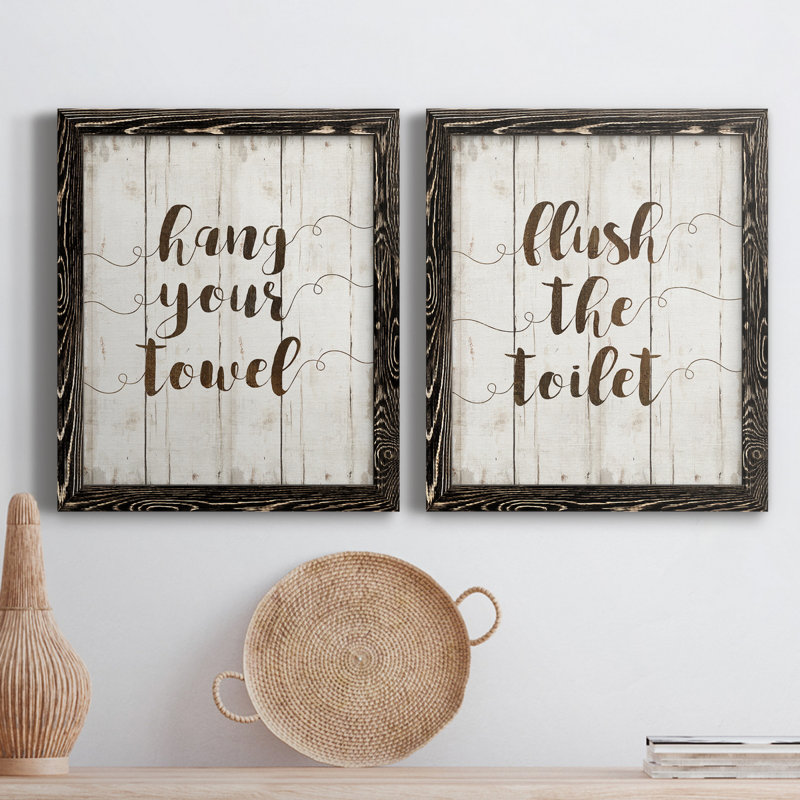 Suspendez votre serviette - cadre photo 2 pièces, art textuel sur toile, Cadre noir, L 43,5 po x H 31,5 po x P 1 po