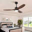 Hot Sales 52 Inch Modern Black Ceiling Fan With Light 3 ABS  Blades Remote Control Reversible DC Motor With Dimmable LED-525745430-525745424
