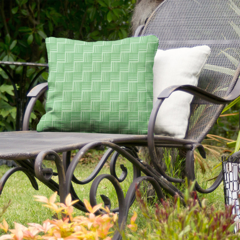 Coussin décoratif intérieur / extérieur Teal Basketweave - protégé contre les rayons UV, réversible, 18 po x 18 po