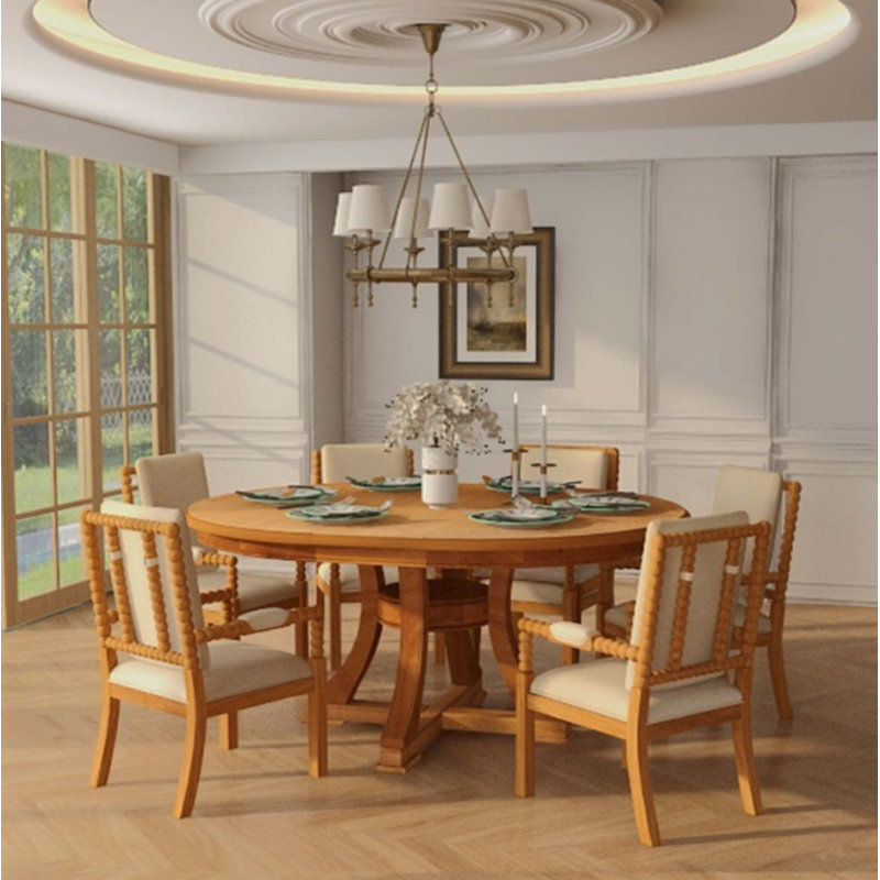 Ensemble de table de salle à manger 7 pièces avec rallonge et 7 chaises rembourrées