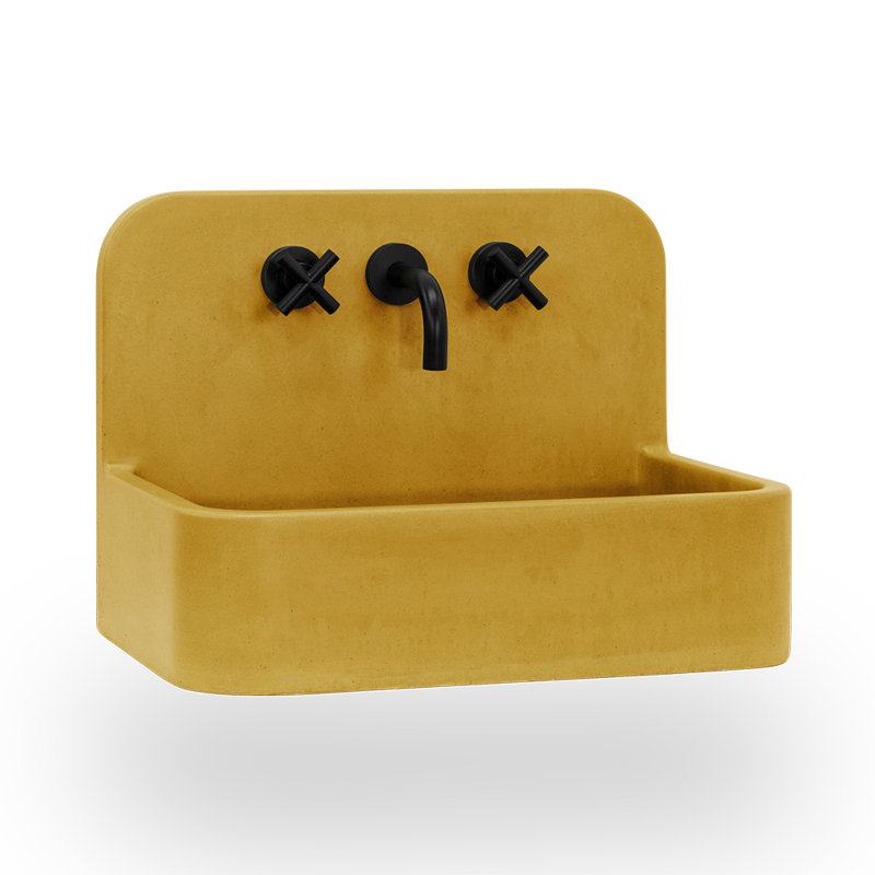 Newterra Handmade Concrete Wall/Vessel 22" Bathroom Sink, Sun, 3 Hole