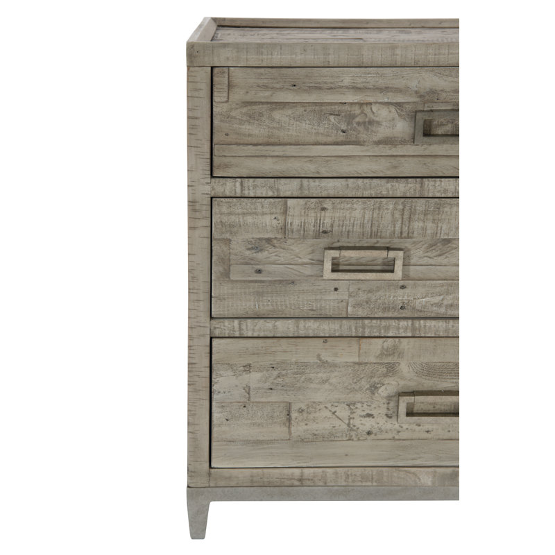 Shaw 7 Drawer 64" W Solid Wood Dresser, Highland Park - Morel Finish