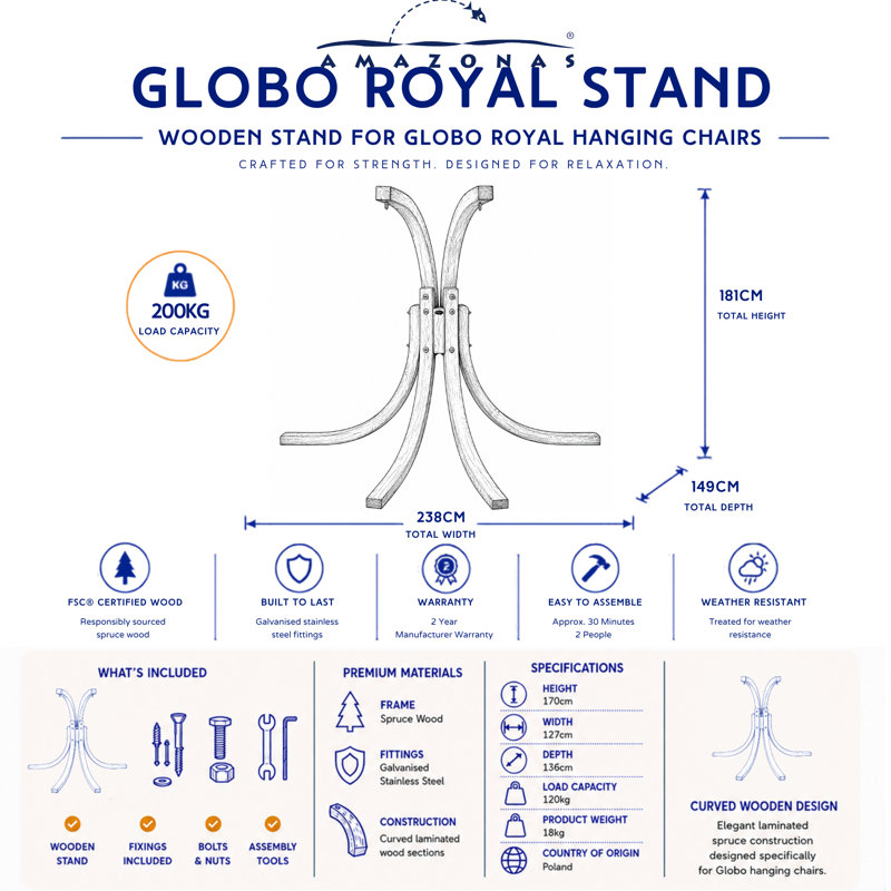 Globo Royal Wood Hammock Chair Stand
