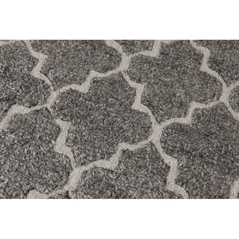 Lux Look Geometric Area Rug in Gray, Rectangle 10' x 14'