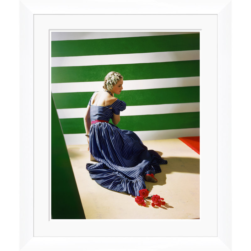 Vogue Magazine, "Model In Striped Blue Dress," Horst P. Horst, June 15, 1939 Print by Horst P. Horst, 35.5" H x 30" W