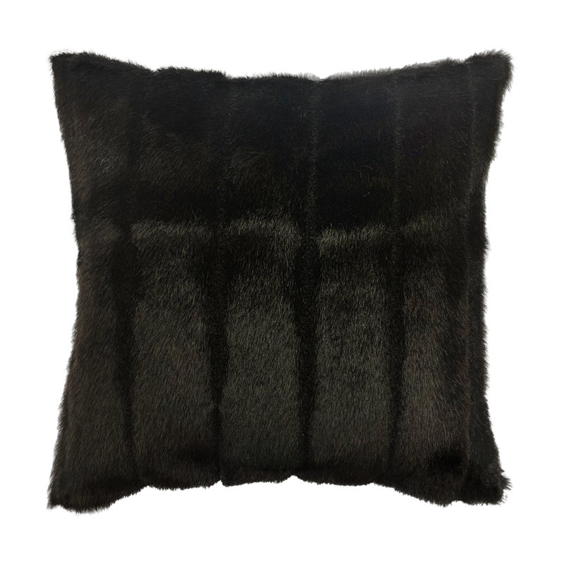Square Faux Fur Pillow Cover & Insert, Brown, 26" x 26"