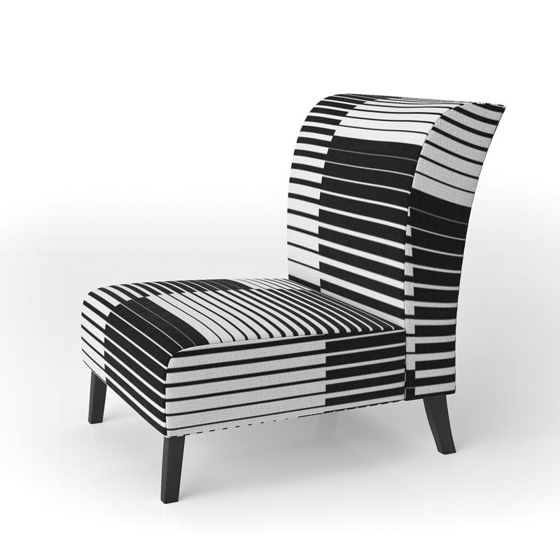 Fauteuil de chambre rembourré à motif abstrait noir et blanc