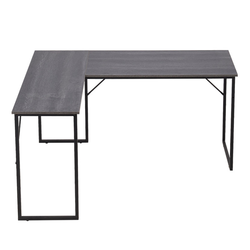 Rectangle Computer Desk with Hutch, Grey, Black