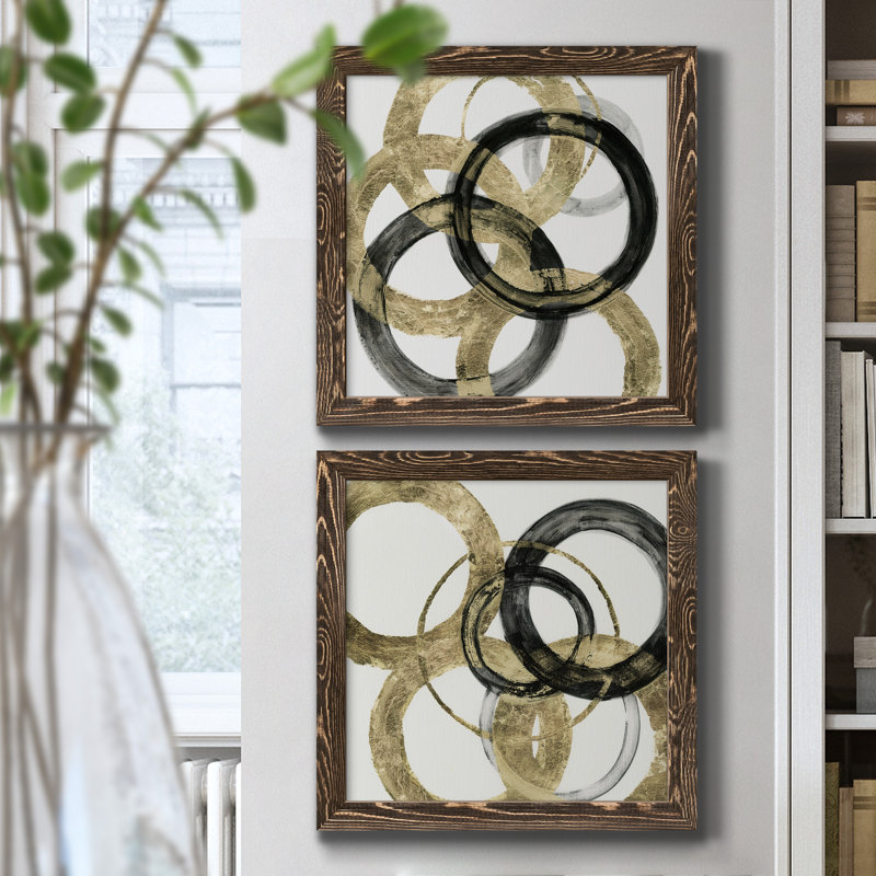 Ring I - 2 Piece Print, Walnut Framed Paper, 17" H x 34" W x 1.5" D