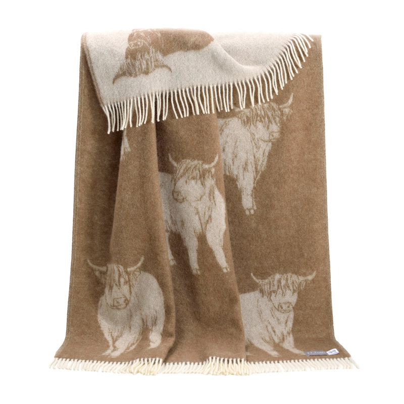 Highland Cow Wool Throw, Brown