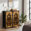 Commode 4 tiroirs pour chambre à coucher, commode étroite, plateau en bois et structure en fer 18 "x 37,5" - (H x H) - avec locomotive vintage à engrenages complexes Steampunk, impression mécanique sépia
