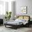Sierra Cane and Wood Platform Bed with Angular Legs-1361104994-1361104992