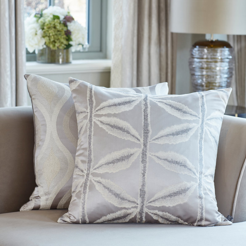 Blanca Floral Square Throw Cushion, Opal, Feathers
