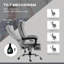 Fauteuil de bureau inclinable à haut dossier par FlowLuxe, pour bureau à domicile, polyester gris froid avec inclinaison réglable et vibration-88274182