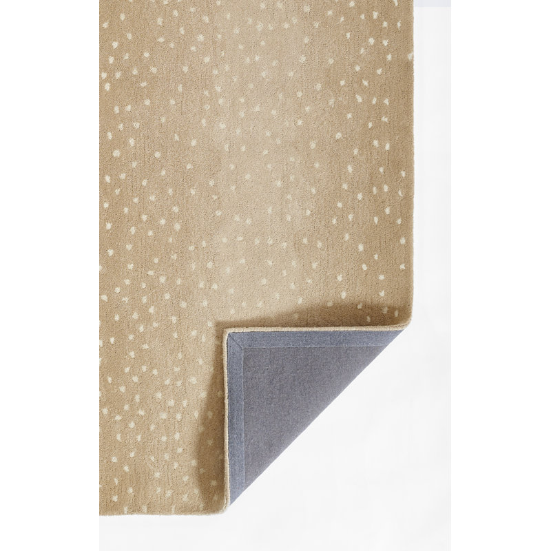 Hand Tufted Wool Area Rug, Rectangle 3'6" x 5'6", Beige/White
