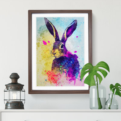 Colourful Watercolour Hare No.5 - Framed Print