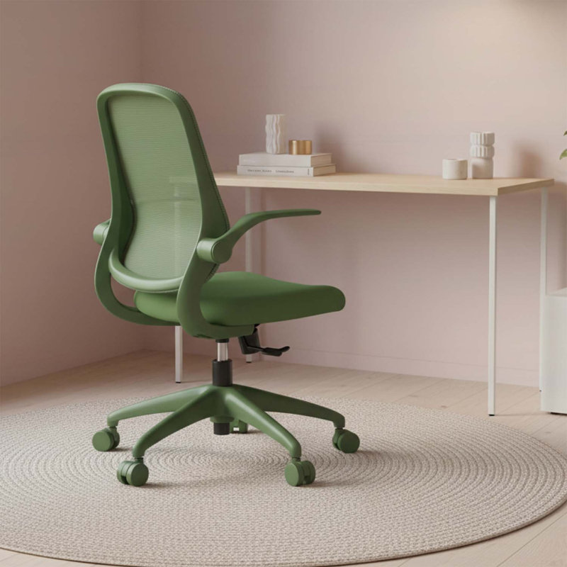 Fauteuil de direction moderne et ergonomique réglable avec accoudoirs rabattables, Vert, Green