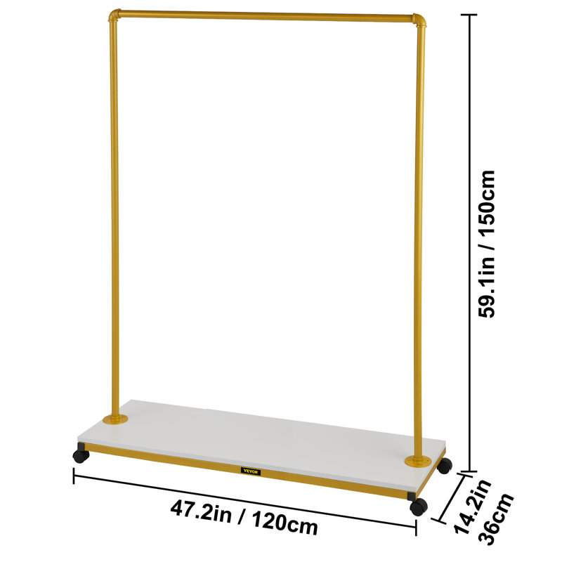 Zoba 47.2'' Rolling Industrial Pipe Clothing Rack