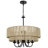 22 Inch 5 - Light Coastal-Inspired Dimmable Rattan Double Drum Chandelier with Adjustable Height