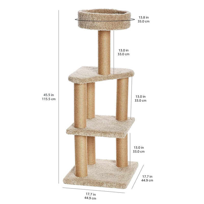 Tour pour chat d'intérieur avec poteaux à griffer Basics, multicolore, 17,7 po x 45,9 po, beige