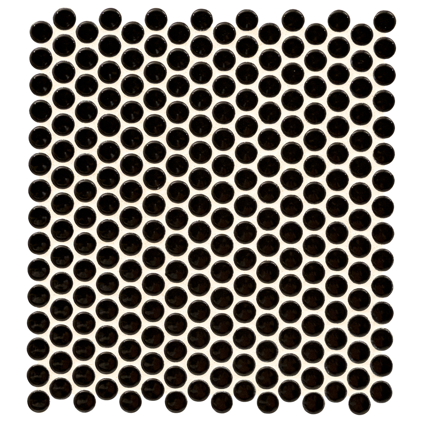 12" x 13" Porcelain Mosaic Tile, Glossy Nivora Caviar