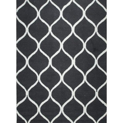 Hand Tufted Wool Area Rug in Black