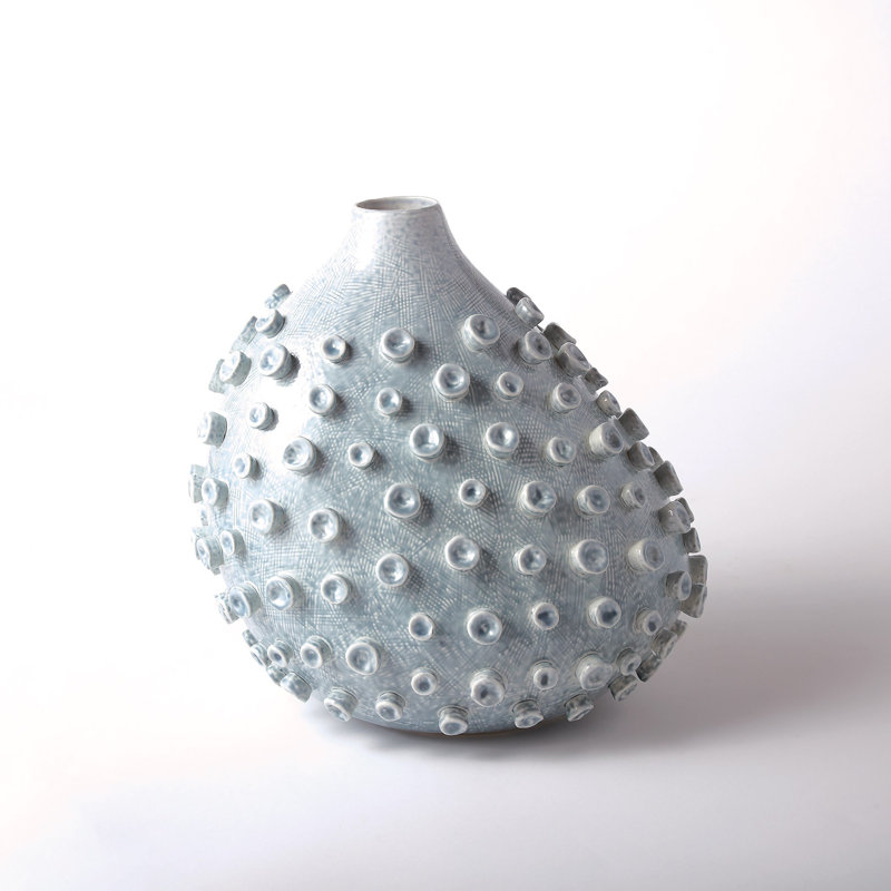 Sea Coral Vase in Cream/Blue, 12" H x 10" W x 12" D